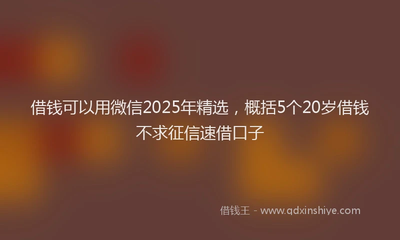 借钱可以用微信2025年精选，概括5个20岁借钱不求征信速借口子