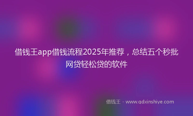 借钱王app借钱流程2025年推荐，总结五个秒批网贷轻松贷的软件