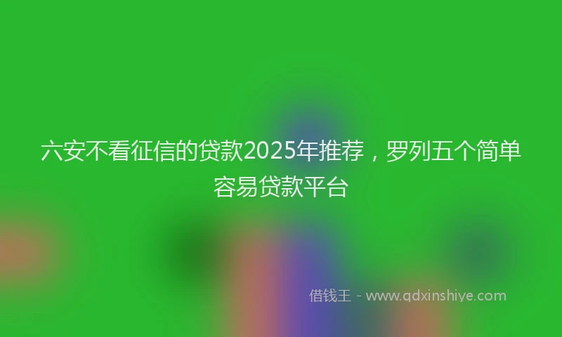 六安不看征信的贷款2025年推荐，罗列五个简单容易贷款平台
