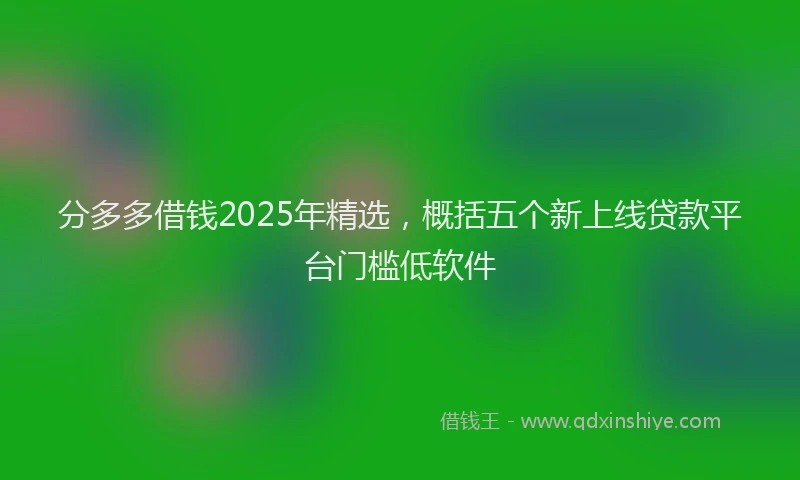 分多多借钱2025年精选，概括五个新上线贷款平台门槛低软件