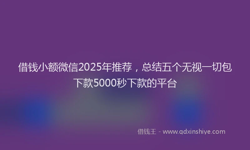 借钱小额微信2025年推荐，总结五个无视一切包下款5000秒下款的平台