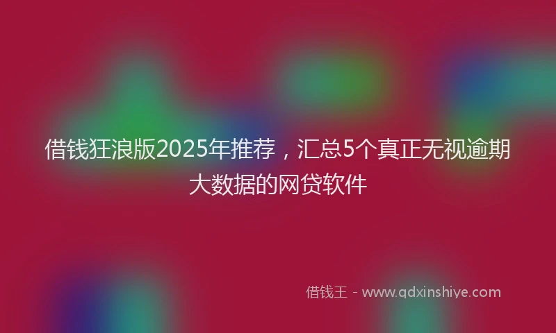 借钱狂浪版2025年推荐，汇总5个真正无视逾期大数据的网贷软件