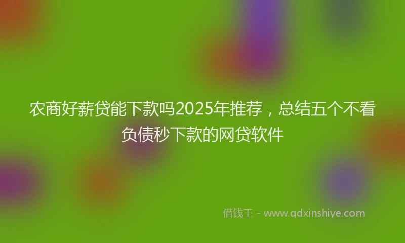 农商好薪贷能下款吗2025年推荐，总结五个不看负债秒下款的网贷软件