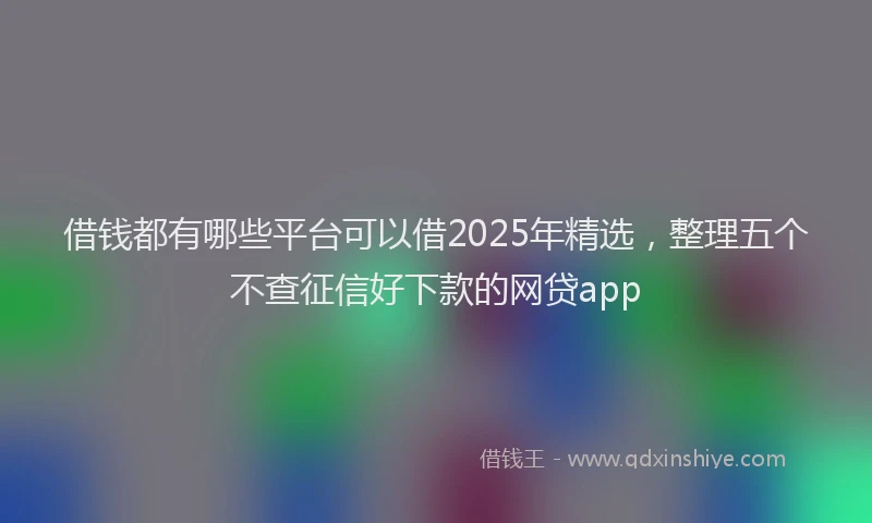借钱都有哪些平台可以借2025年精选，整理五个不查征信好下款的网贷app