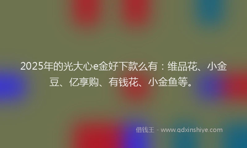 2025年的光大心e金好下款么有：维品花、小金豆、亿享购、有钱花、小金鱼等。