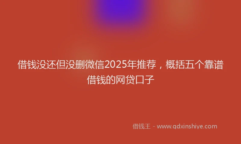 借钱没还但没删微信2025年推荐，概括五个靠谱借钱的网贷口子