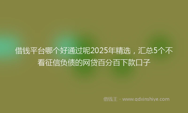 借钱平台哪个好通过呢2025年精选，汇总5个不看征信负债的网贷百分百下款口子