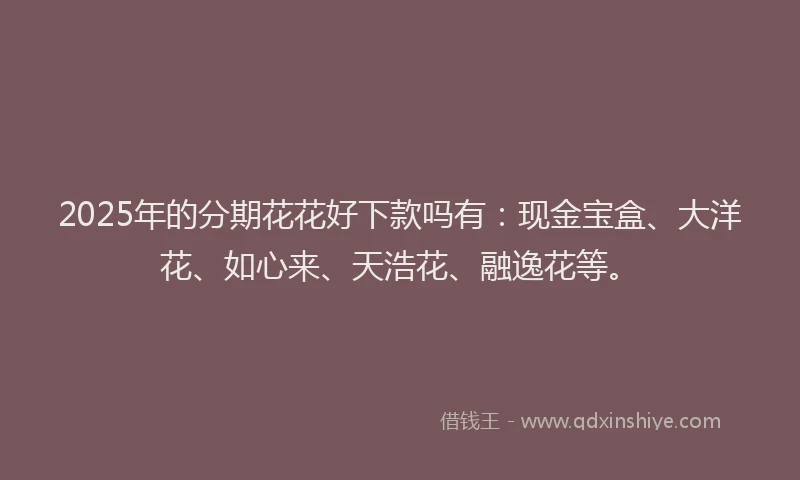 2025年的分期花花好下款吗有：现金宝盒、大洋花、如心来、天浩花、融逸花等。