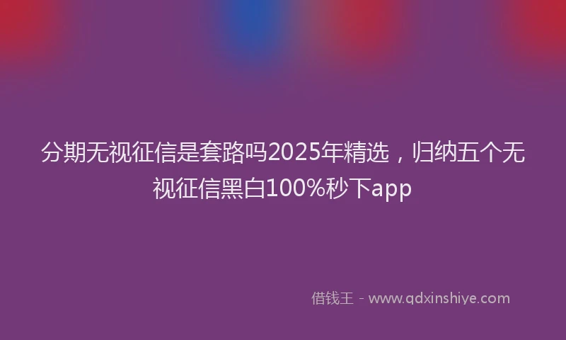 分期无视征信是套路吗2025年精选，归纳五个无视征信黑白100%秒下app