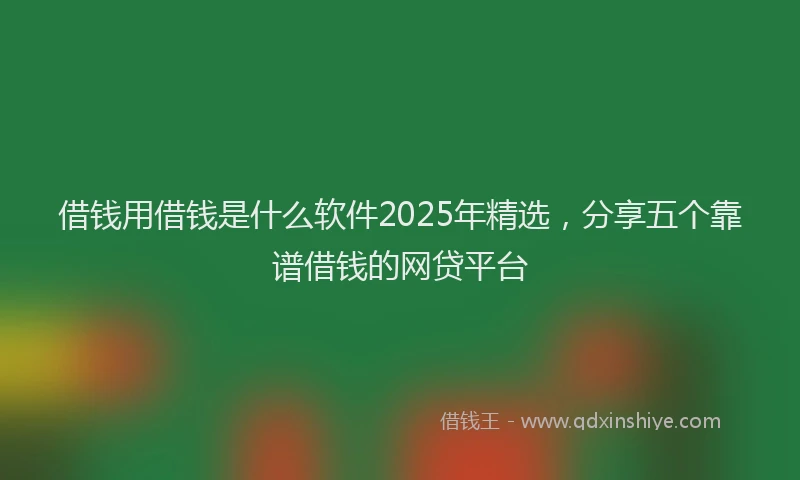 借钱用借钱是什么软件2025年精选，分享五个靠谱借钱的网贷平台