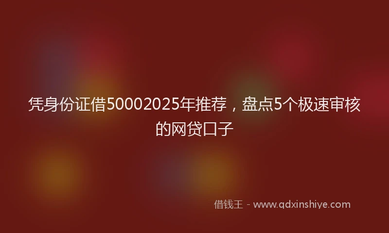 凭身份证借50002025年推荐，盘点5个极速审核的网贷口子