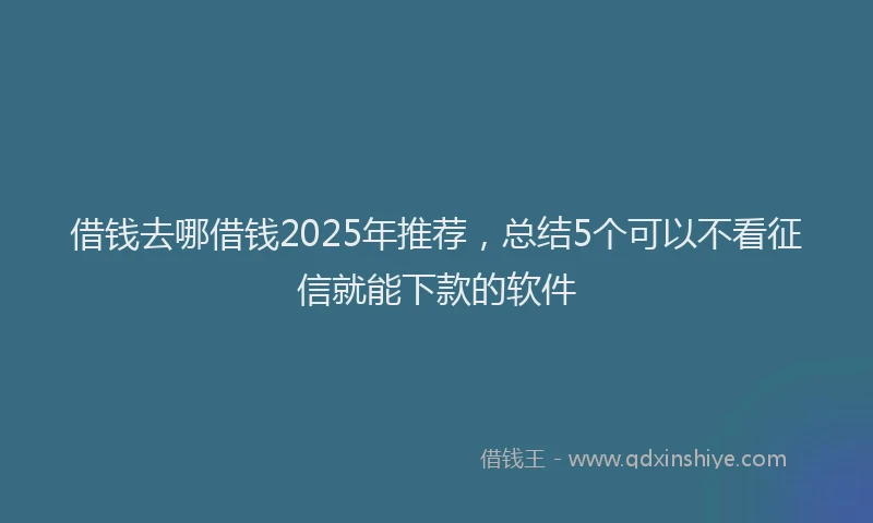 借钱去哪借钱2025年推荐，总结5个可以不看征信就能下款的软件