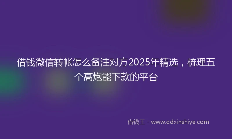 借钱微信转帐怎么备注对方2025年精选，梳理五个高炮能下款的平台