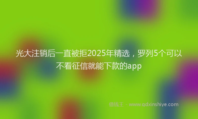 光大注销后一直被拒2025年精选，罗列5个可以不看征信就能下款的app