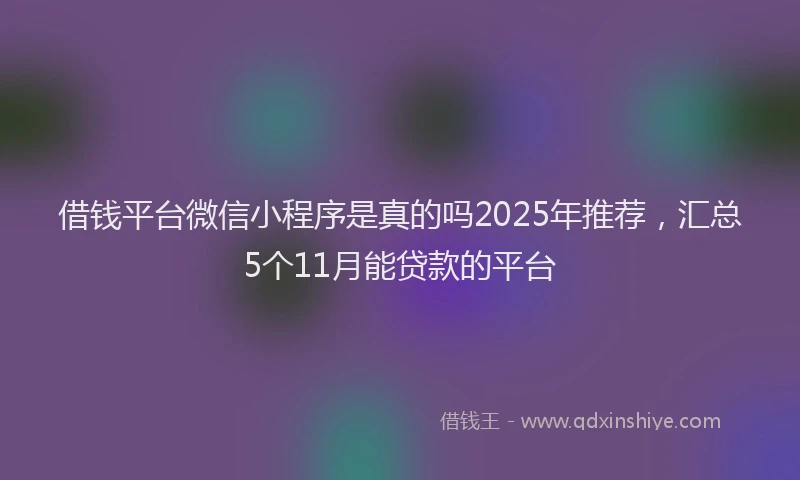 借钱平台微信小程序是真的吗2025年推荐，汇总5个11月能贷款的平台