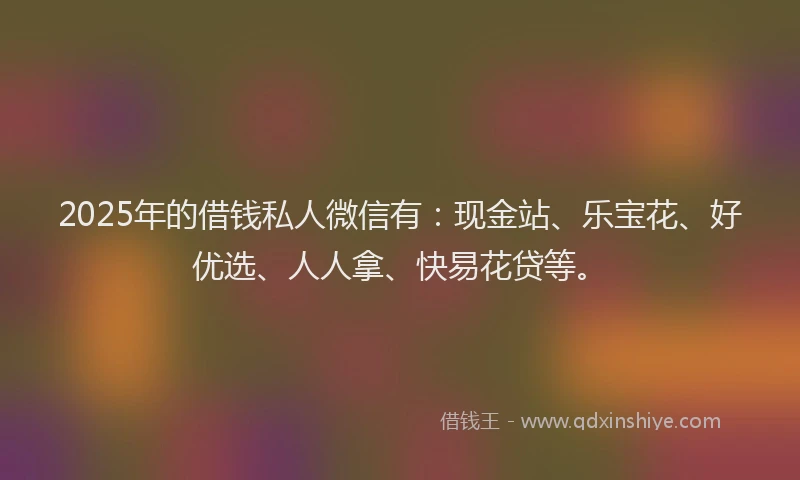 2025年的借钱私人微信有：现金站、乐宝花、好优选、人人拿、快易花贷等。