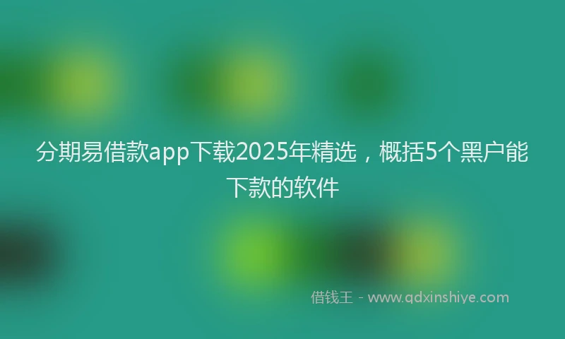 分期易借款app下载2025年精选，概括5个黑户能下款的软件