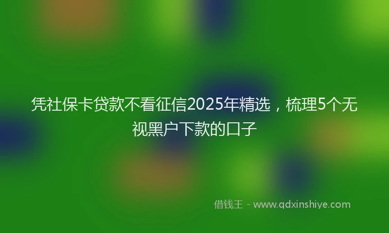 凭社保卡贷款不看征信2025年精选，梳理5个无视黑户下款的口子