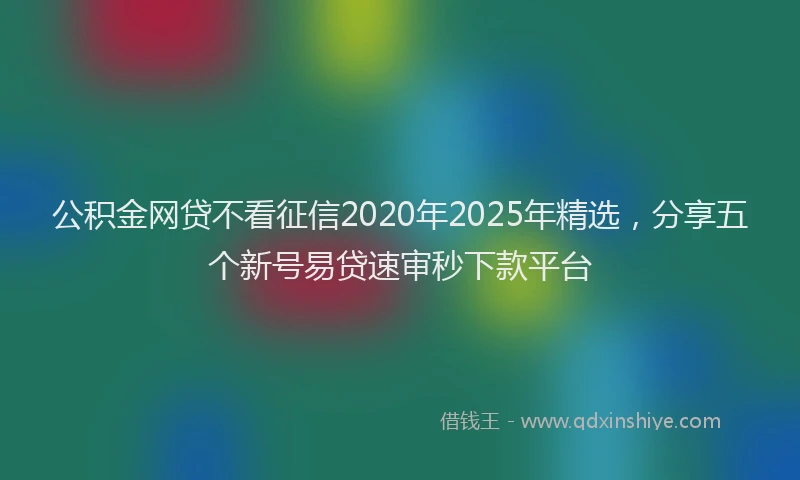 公积金网贷不看征信2020年2025年精选，分享五个新号易贷速审秒下款平台