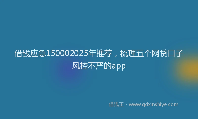 借钱应急150002025年推荐，梳理五个网贷口子风控不严的app