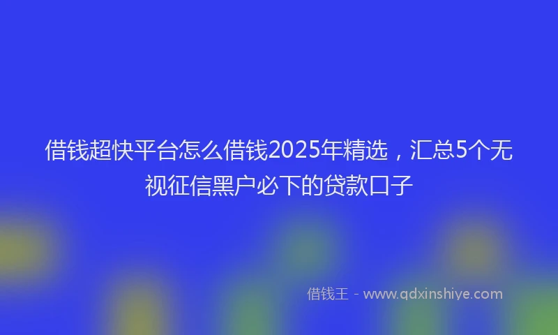 借钱超快平台怎么借钱2025年精选，汇总5个无视征信黑户必下的贷款口子