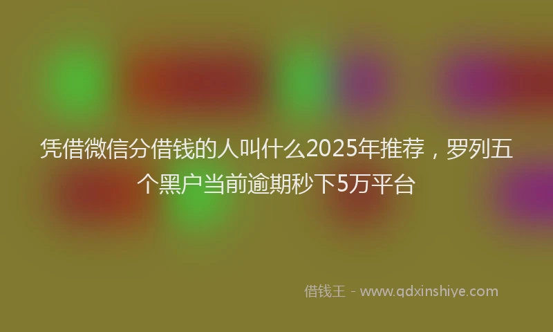 凭借微信分借钱的人叫什么2025年推荐，罗列五个黑户当前逾期秒下5万平台