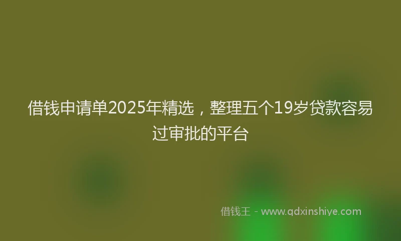 借钱申请单2025年精选，整理五个19岁贷款容易过审批的平台