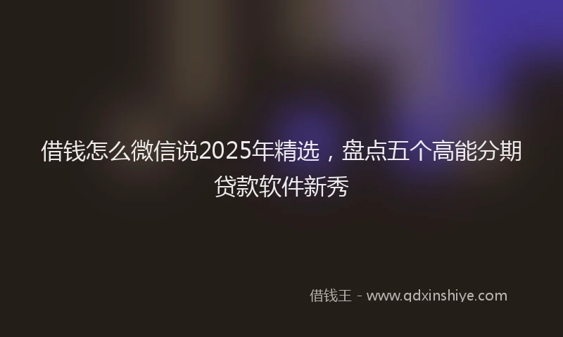 借钱怎么微信说2025年精选，盘点五个高能分期贷款软件新秀