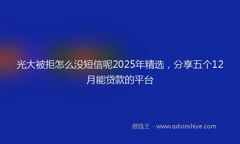 光大被拒怎么没短信呢2025年精选，分享五个12月能贷款的平台