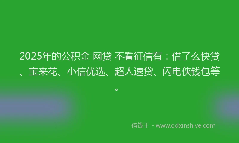2025年的公积金 网贷 不看征信有：借了么快贷、宝来花、小信优选、超人速贷、闪电侠钱包等。