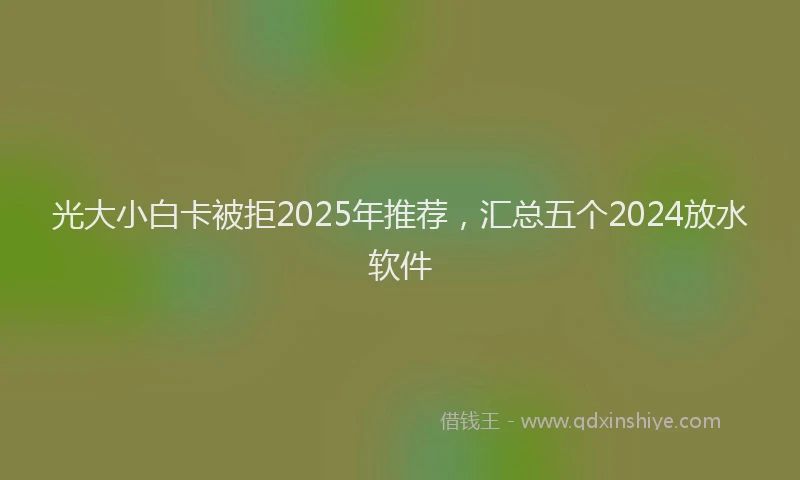 光大小白卡被拒2025年推荐，汇总五个2024放水软件
