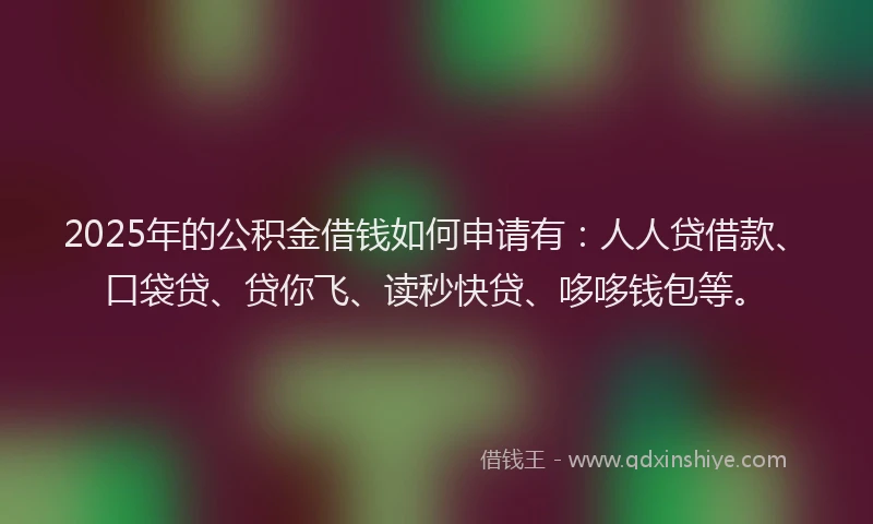2025年的公积金借钱如何申请有：人人贷借款、口袋贷、贷你飞、读秒快贷、哆哆钱包等。