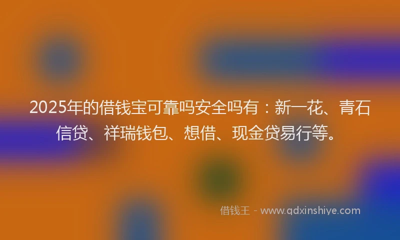 2025年的借钱宝可靠吗安全吗有：新一花、青石信贷、祥瑞钱包、想借、现金贷易行等。