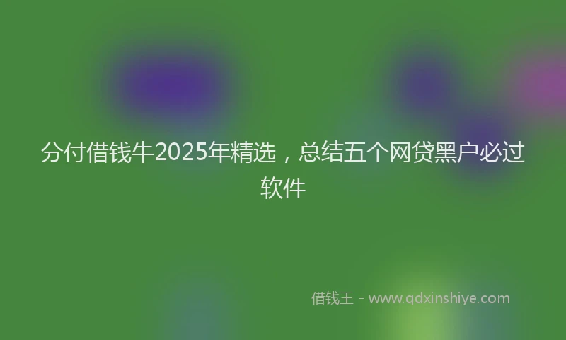 分付借钱牛2025年精选，总结五个网贷黑户必过软件