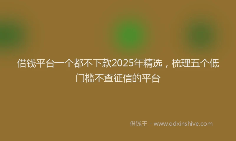 借钱平台一个都不下款2025年精选，梳理五个低门槛不查征信的平台