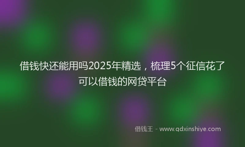 借钱快还能用吗2025年精选，梳理5个征信花了可以借钱的网贷平台