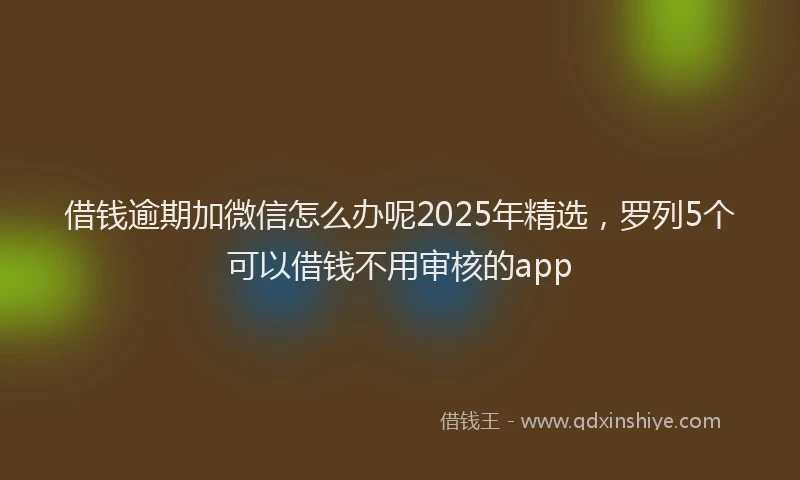 借钱逾期加微信怎么办呢2025年精选，罗列5个可以借钱不用审核的app