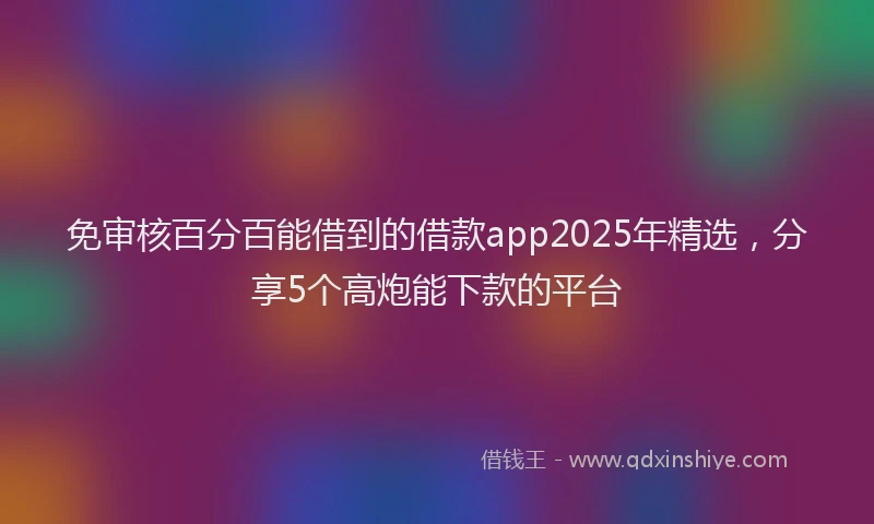 免审核百分百能借到的借款app2025年精选，分享5个高炮能下款的平台