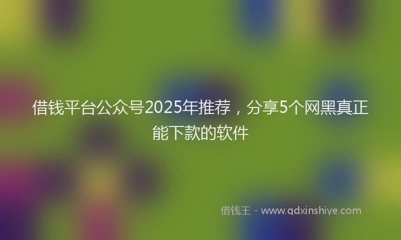 借钱平台公众号2025年推荐，分享5个网黑真正能下款的软件