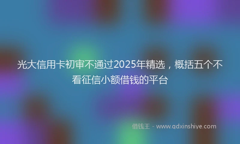光大信用卡初审不通过2025年精选，概括五个不看征信小额借钱的平台