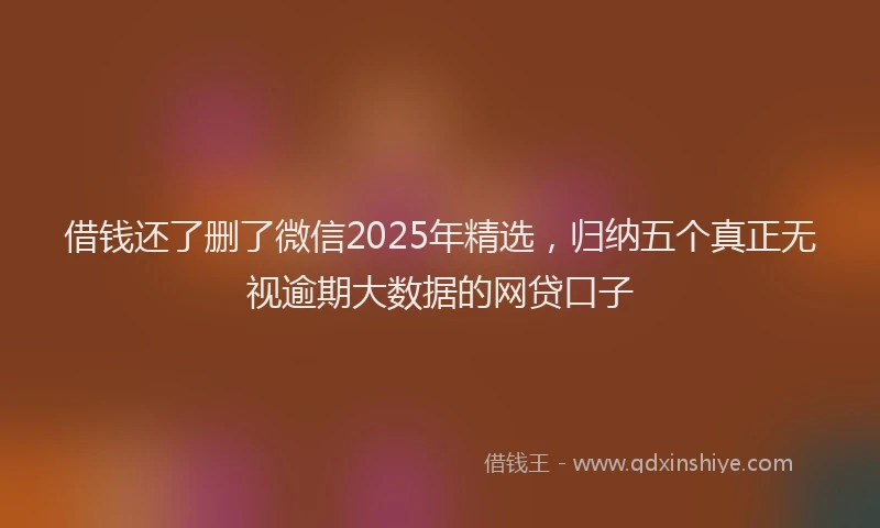借钱还了删了微信2025年精选，归纳五个真正无视逾期大数据的网贷口子