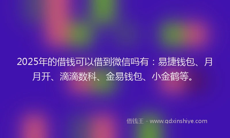 2025年的借钱可以借到微信吗有：易捷钱包、月月开、滴滴数科、金易钱包、小金鹤等。