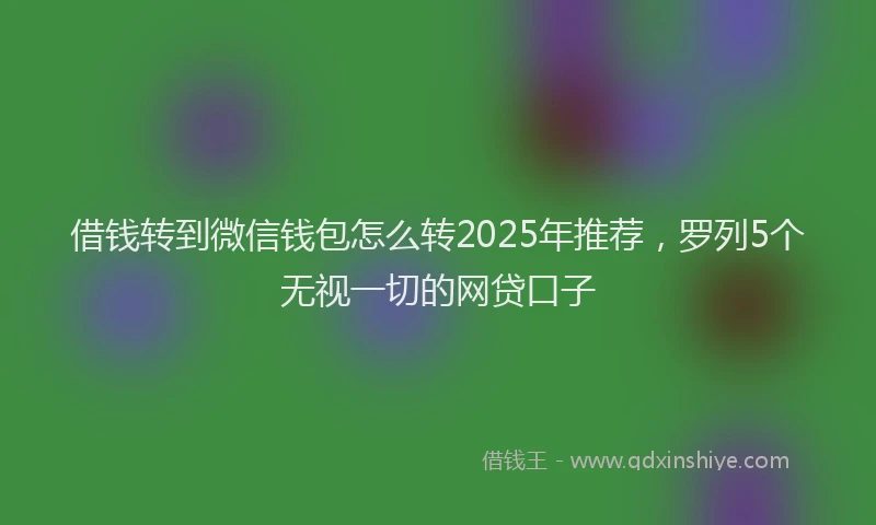 借钱转到微信钱包怎么转2025年推荐，罗列5个无视一切的网贷口子