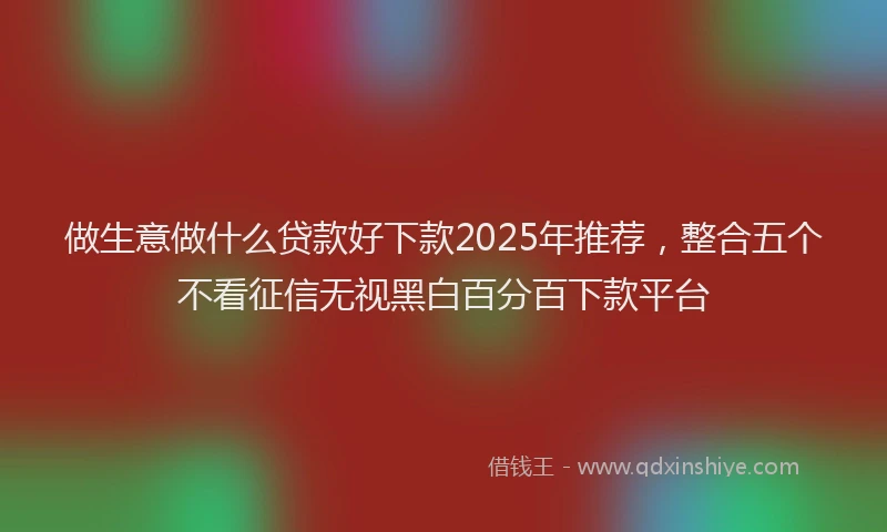 做生意做什么贷款好下款2025年推荐，整合五个不看征信无视黑白百分百下款平台