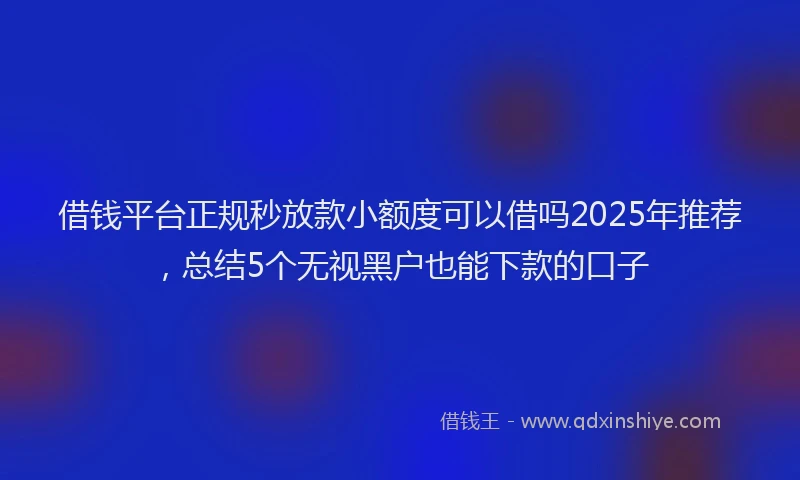 借钱平台正规秒放款小额度可以借吗2025年推荐，总结5个无视黑户也能下款的口子