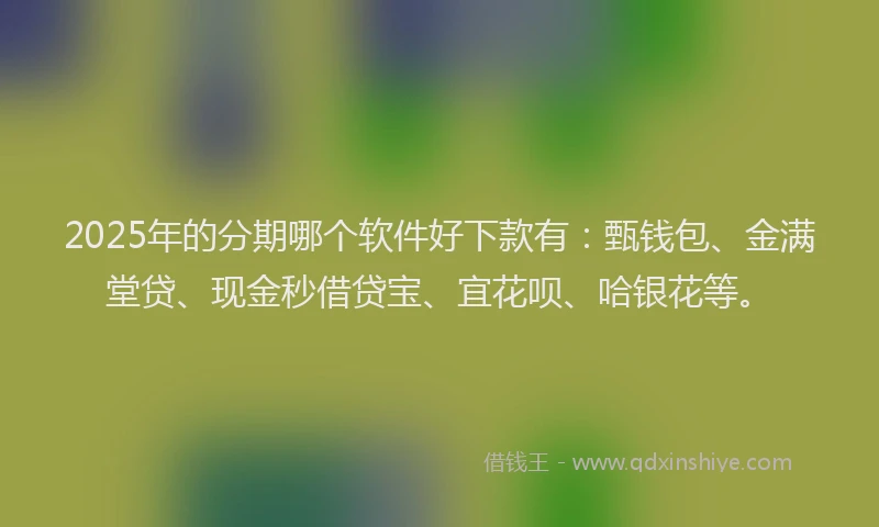 2025年的分期哪个软件好下款有：甄钱包、金满堂贷、现金秒借贷宝、宜花呗、哈银花等。