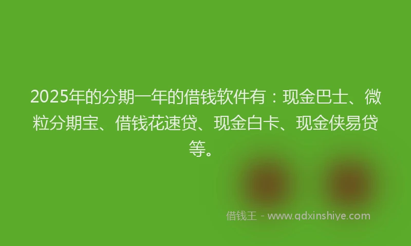 2025年的分期一年的借钱软件有：现金巴士、微粒分期宝、借钱花速贷、现金白卡、现金侠易贷等。