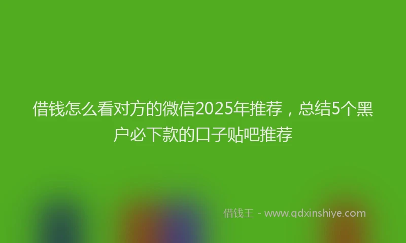 借钱怎么看对方的微信2025年推荐，总结5个黑户必下款的口子贴吧推荐