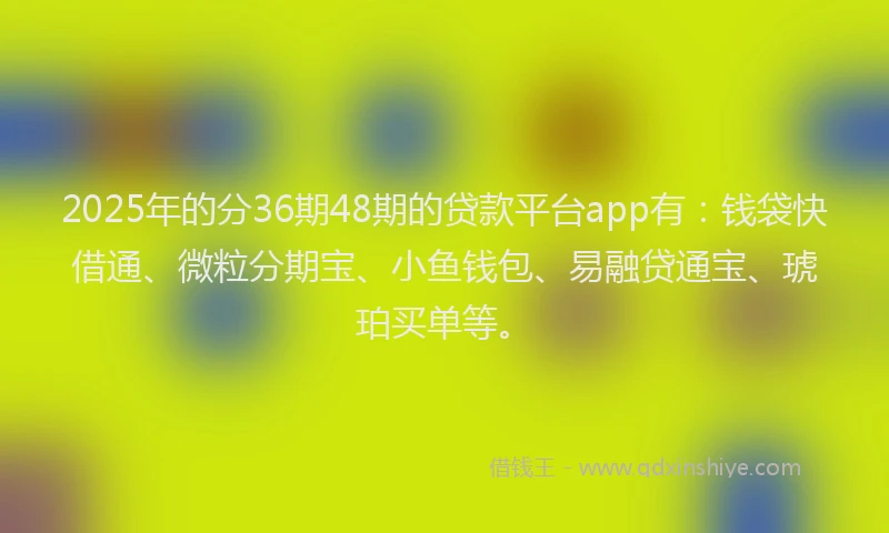 2025年的分36期48期的贷款平台app有：钱袋快借通、微粒分期宝、小鱼钱包、易融贷通宝、琥珀买单等。