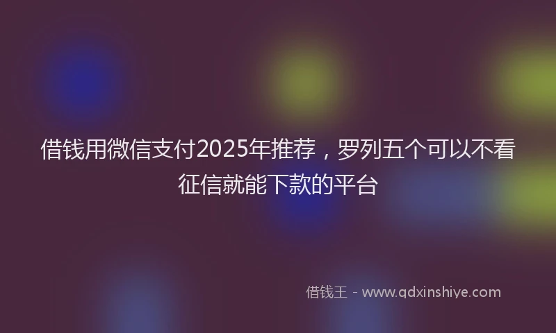 借钱用微信支付2025年推荐，罗列五个可以不看征信就能下款的平台